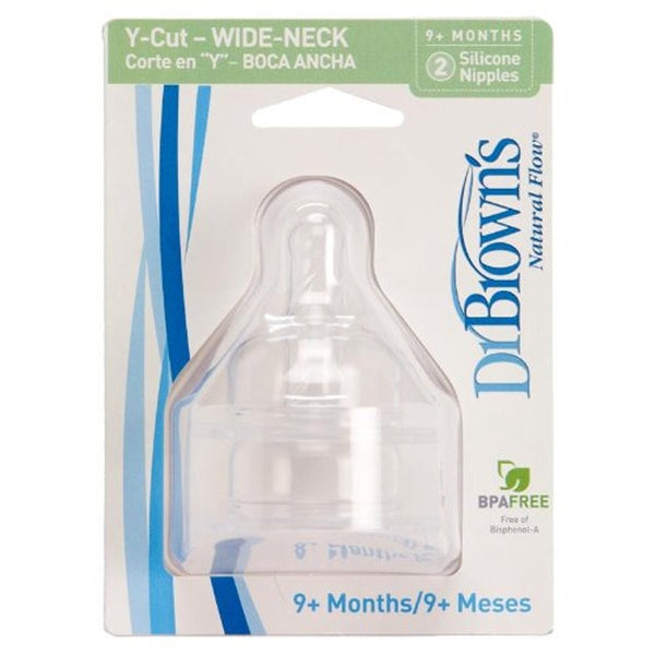 Dr. Brown's Original Wide-Neck Nipple, Y-Cut (9m), 2-Pack