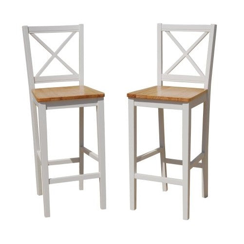 Target Marketing Systems TMS 30 inch Virginia Cross Back Stools (Set of 2), White/natural