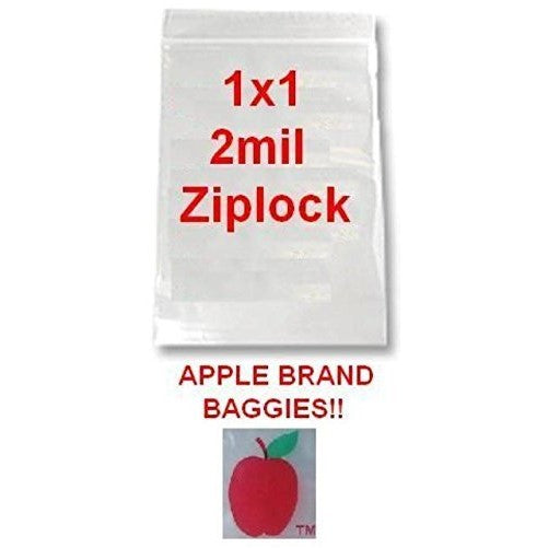 1 x 1, 2 Mil Clear Reclosable Bags, Case of 1000