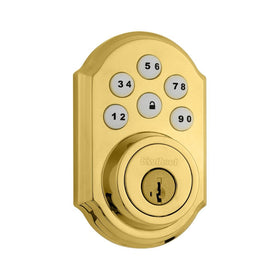 OLD MODEL: Kwikset 909 SmartCode Electronic Deadbolt featuring SmartKey in Lifetime Polished Brass