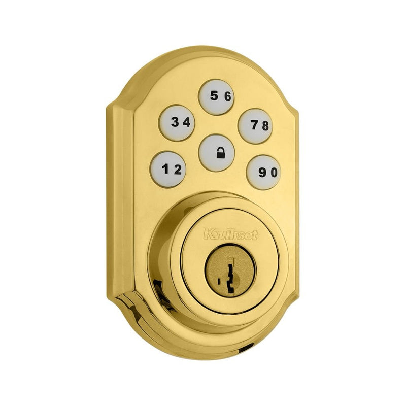 OLD MODEL: Kwikset 909 SmartCode Electronic Deadbolt featuring SmartKey in Lifetime Polished Brass