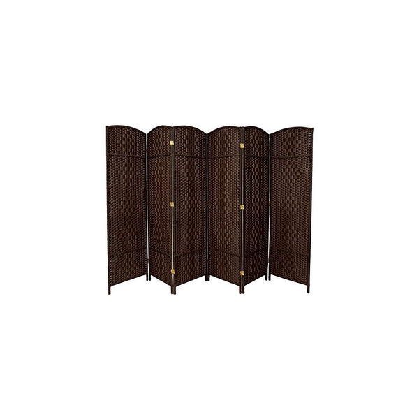 Oriental Furniture 6 ft. Tall Diamond Weave Fiber Room Divider - Dark Mocha - 6 Panel