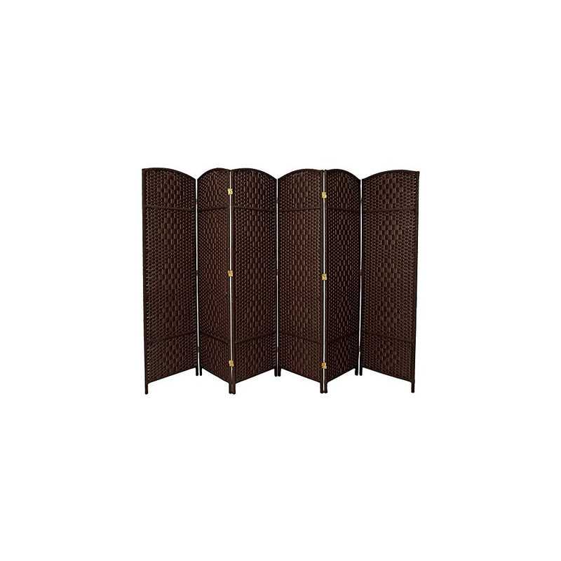 Oriental Furniture 6 ft. Tall Diamond Weave Fiber Room Divider - Dark Mocha - 6 Panel