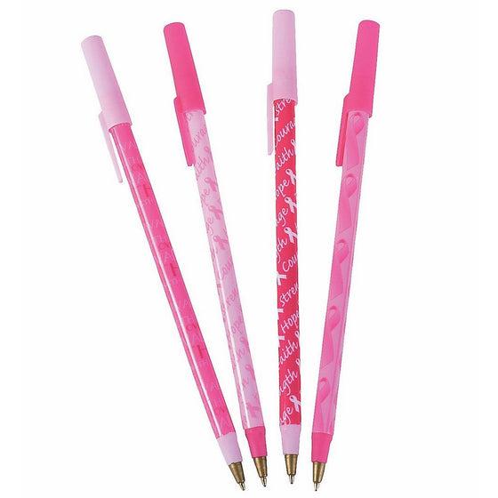 72 Pc Package of Pink Ribbon Breast Cancer Awareness Stick Pens