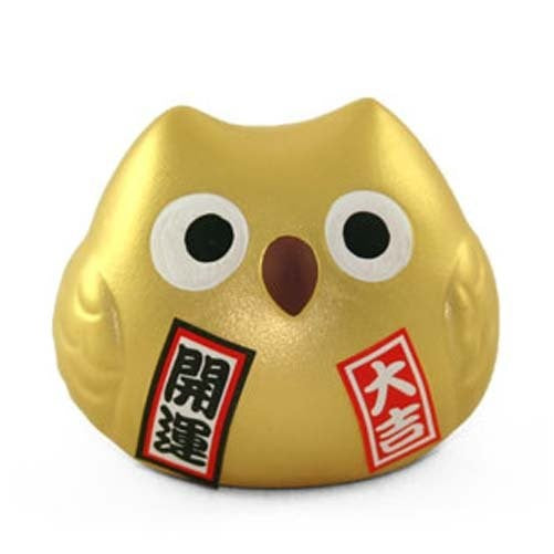 1 X Feng Shui Owl Ornament, Gold by MIYA