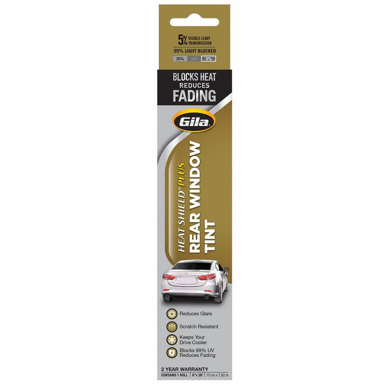 Gila Heat Shield Plus 5% VLT Rear Window Automotive Window Tint DIY Extra Heat Control Glare Control (6in x 26in strips)