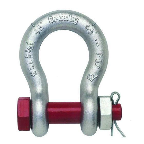 Crosby 1018589 Carbon Steel S-209 Screw Pin Anchor Shackle, Self-Colored, 12 Ton Working Load Limit, 1-1/4" Size