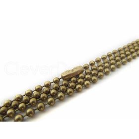 5 CleverDelights Ball Chain Necklaces - Antique Bronze Color - 24 Inch - Jewelry Findings - 2.4mm Ball - Adjustable Antiqued Necklaces - 24" Length