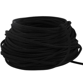 BeadsTreasure Black Suede Cord Lace Leather Cord For Jewelry Making 3x1.5 mm-20 Feet.
