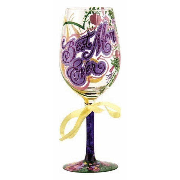 Designs by Lolita “Best Mom Ever” Hand-painted Artisan Wine Glass, 15 oz.