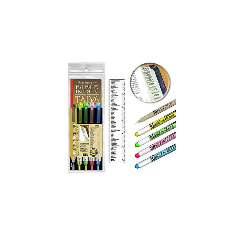 Accu-Gel & Pigma Micron Bible Study Starter Sets with Gold Verse Finder Bible Tabs