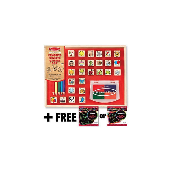 Favorite Things: Wooden Stamp Set FREE Melissa & Doug Scratch Art Mini-Pad Bundle [93620]