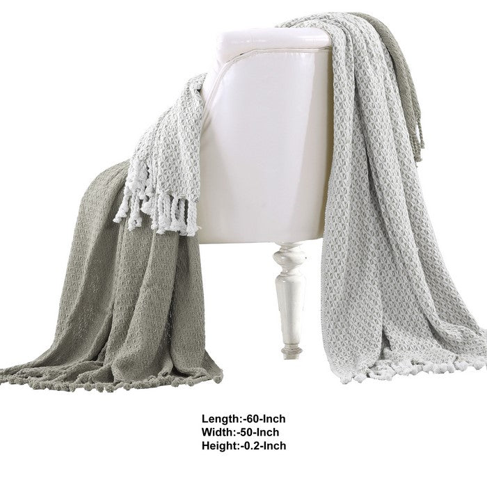 Amalfi Cotton Throw with Mosaic Pattern The Urban Port, Set of 2, Gray and White
