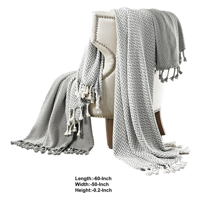 Calabria Herringbone Cotton Throw The Urban Port, Set of 2, Gray and White