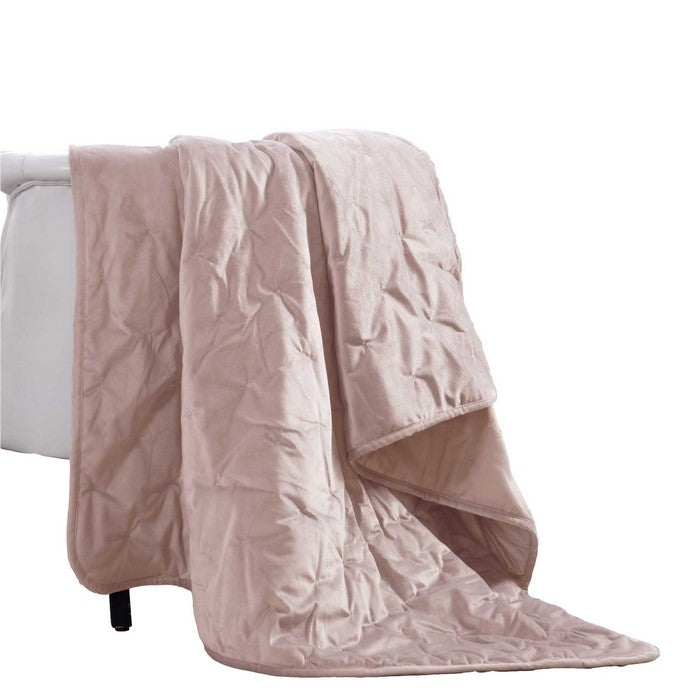 Rocamadour Faux Velvet Throw with Embroidered Details The Urban Port, Pink