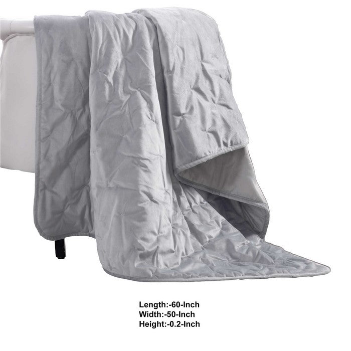 Rocamadour Faux Velvet Throw with Embroidered Details The Urban Port, Silver