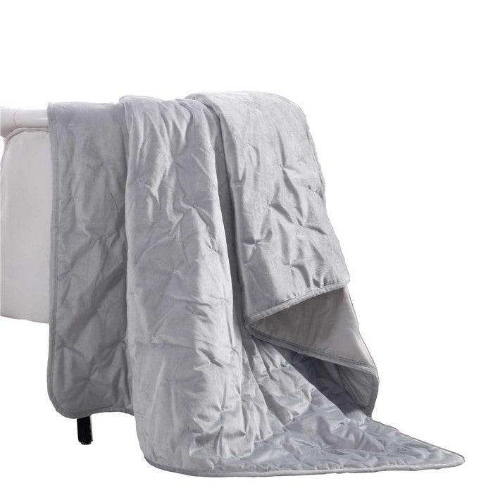 Rocamadour Faux Velvet Throw with Embroidered Details The Urban Port, Silver