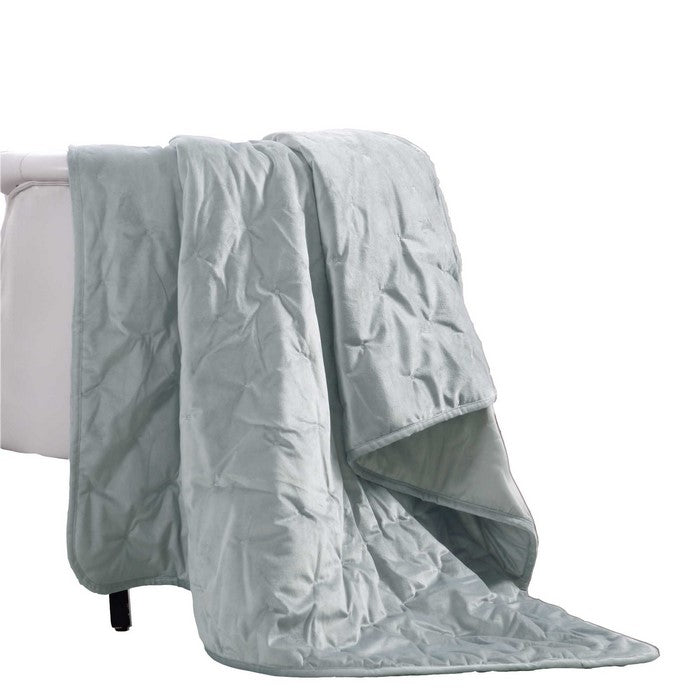 Rocamadour Faux Velvet Throw with Embroidered Details The Urban Port, Blue