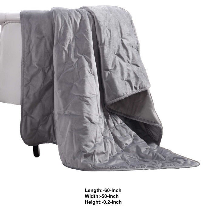 Rocamadour Faux Velvet Throw with Embroidered Details The Urban Port, Gray