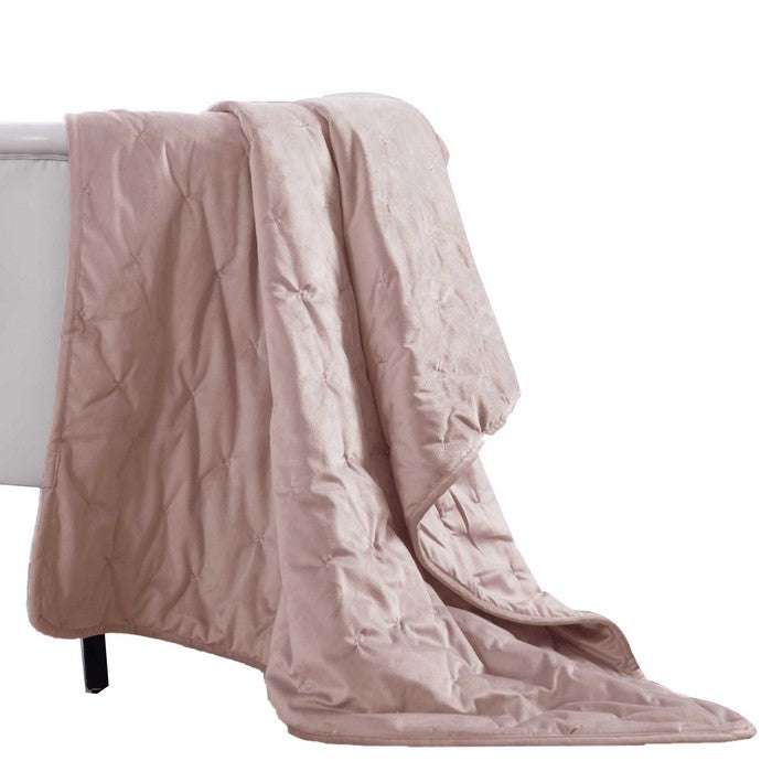 Ansouis Faux Velvet Throw with Cross Stitch Details The Urban Port, Pink