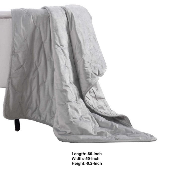 Ansouis Faux Velvet Throw with Cross Stitch Details The Urban Port, Silver
