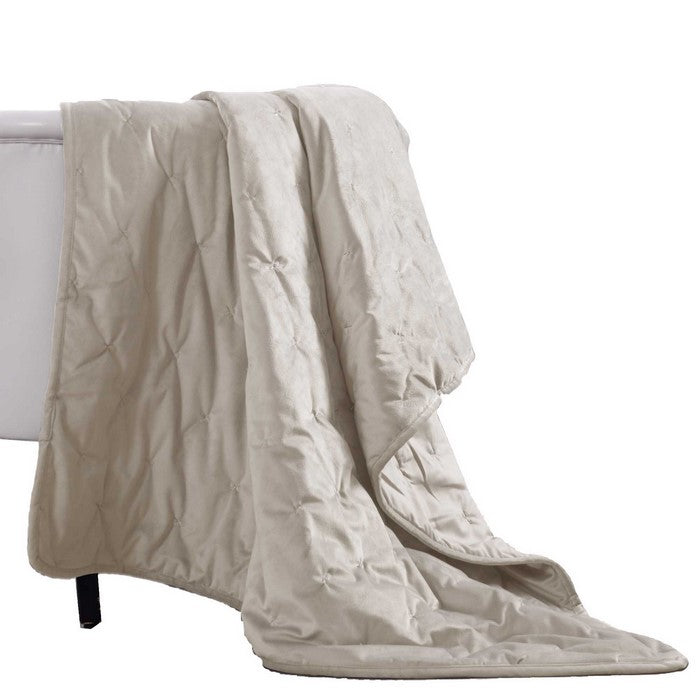 Ansouis Faux Velvet Throw with Cross Stitch Details The Urban Port, Gold