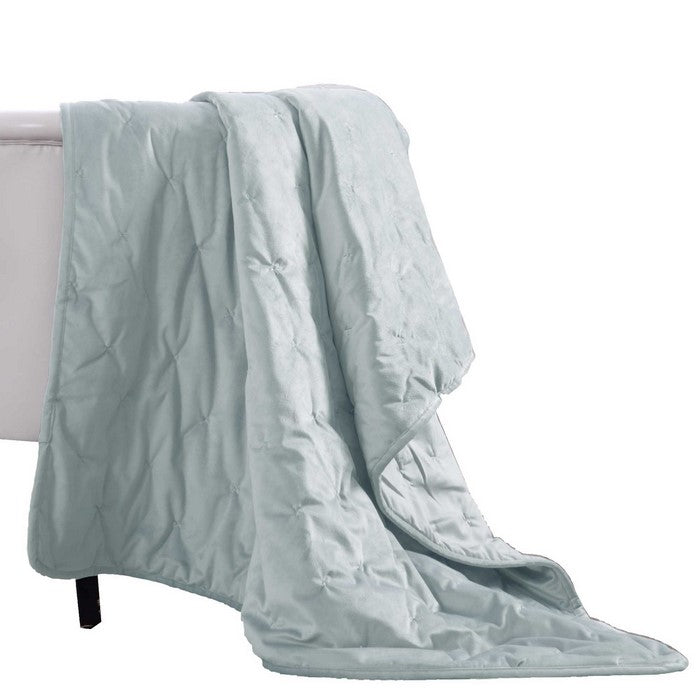 Ansouis Faux Velvet Throw with Cross Stitch Details The Urban Port, Blue