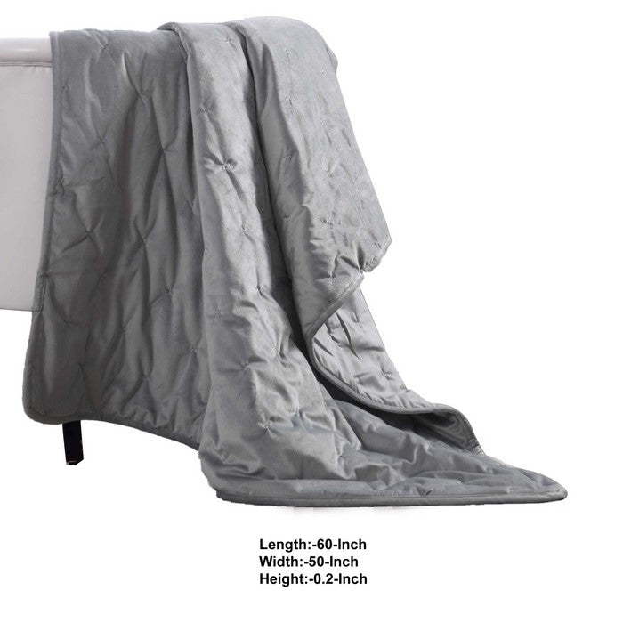 Ansouis Faux Velvet Throw with Cross Stitch Details The Urban Port, Gray