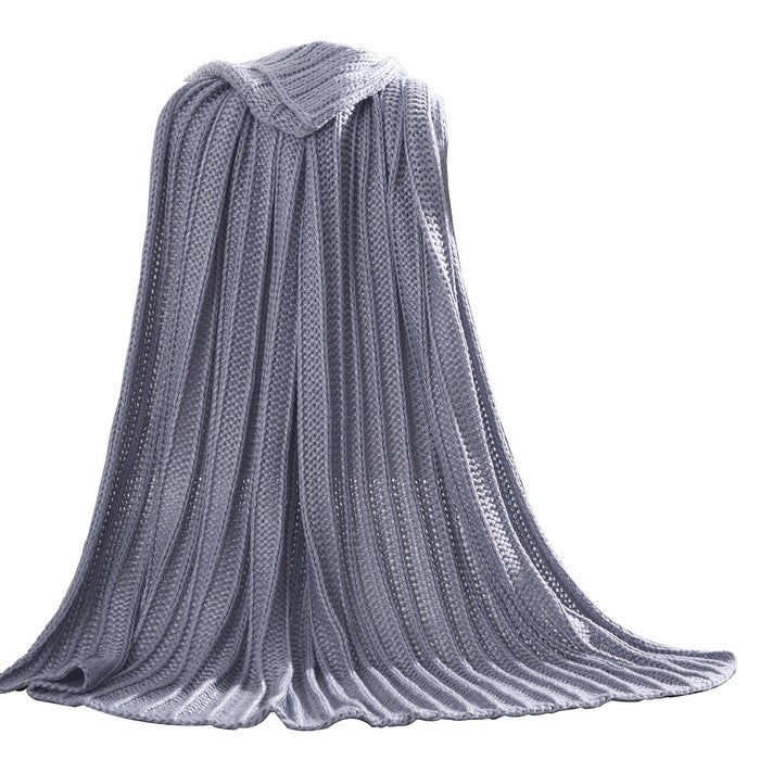 Gers Knitted Throw with Woven Metallic Threads The Urban Port, Blue