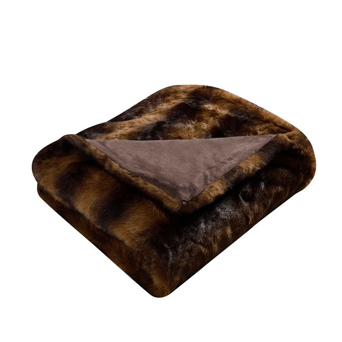 Eus Acrylic Fur Reverse Flannel Throw The Urban Port, Brown