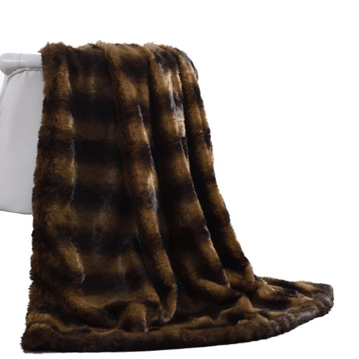 Eus Acrylic Fur Reverse Flannel Throw The Urban Port, Brown
