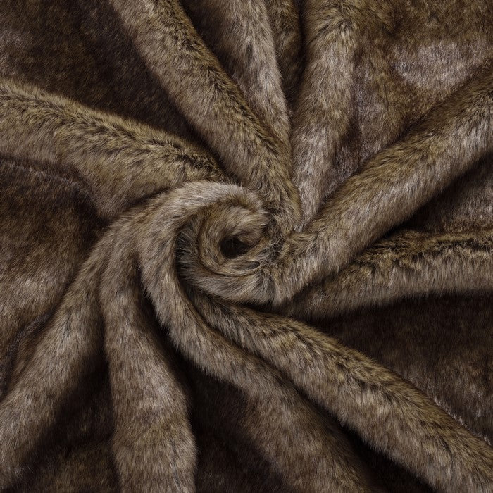 Eus Faux Fur Reverse Flannel Throw The Urban Port, Brown and Beige