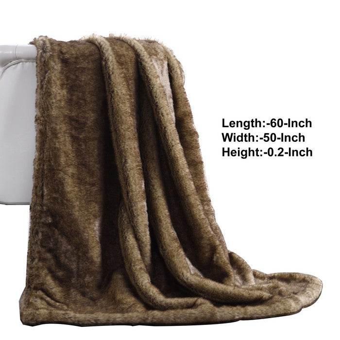 Eus Faux Fur Reverse Flannel Throw The Urban Port, Brown and Beige