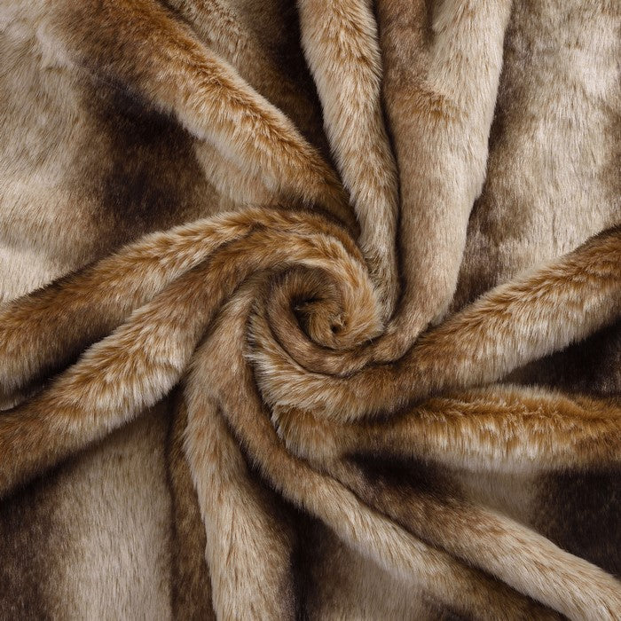 Eus Faux Fur Reverse Flannel Throw The Urban Port, Brown and Cream