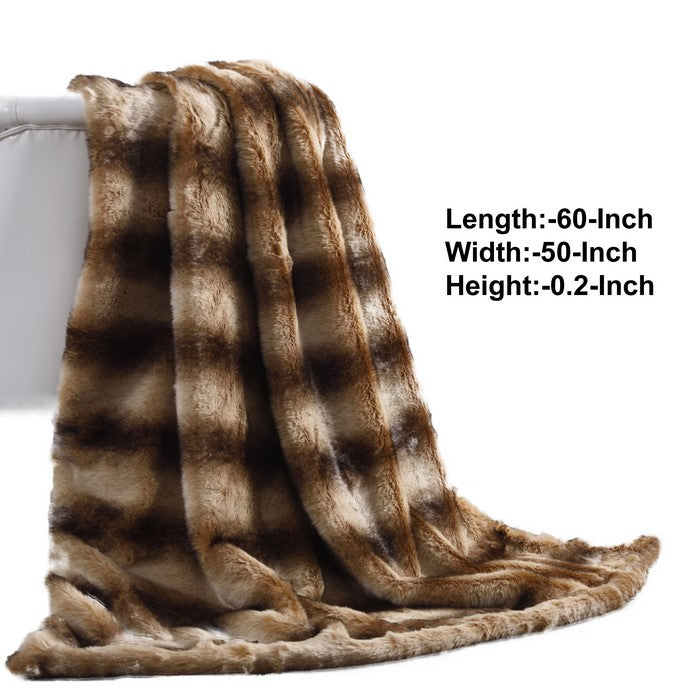 Eus Faux Fur Reverse Flannel Throw The Urban Port, Brown and Cream