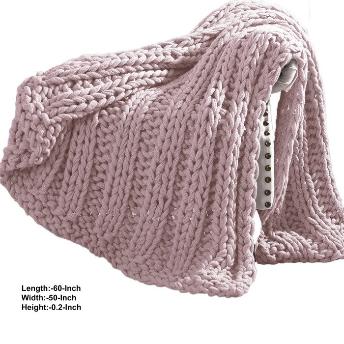 Dreux Acrylic Cable Knitted Chunky Throw The Urban Port, Pink