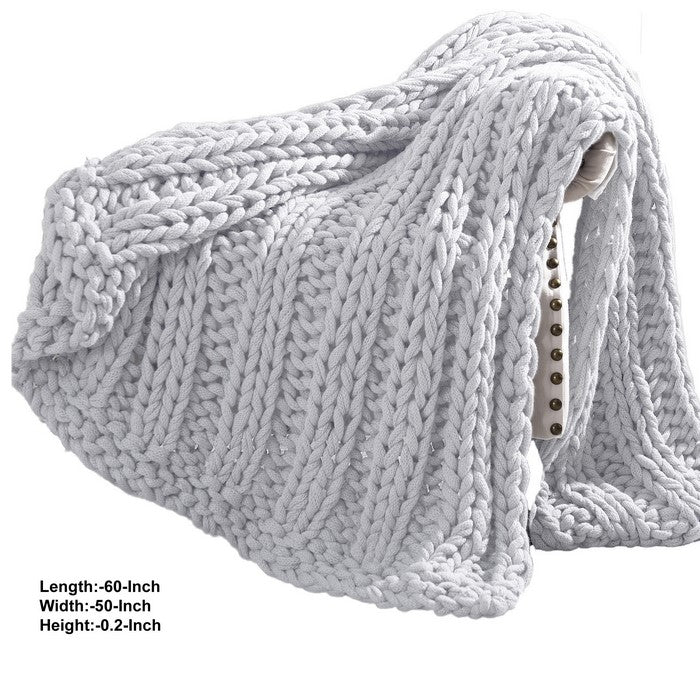 Dreux Acrylic Cable Knitted Chunky Throw The Urban Port, Silver