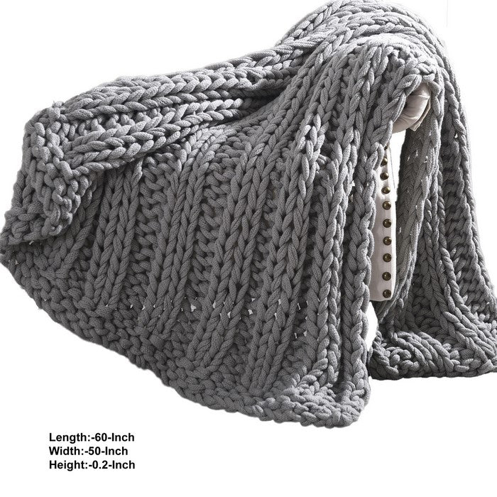 Dreux Acrylic Cable Knitted Chunky Throw The Urban Port, Gray