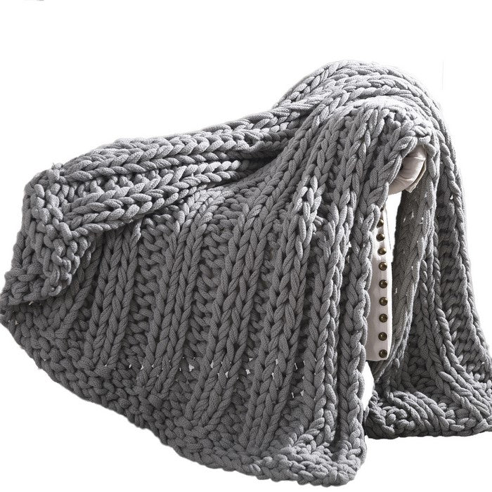 Dreux Acrylic Cable Knitted Chunky Throw The Urban Port, Gray