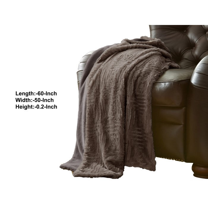 Treviso Faux Fur Throw with Fret Pattern The Urban Port, Gray