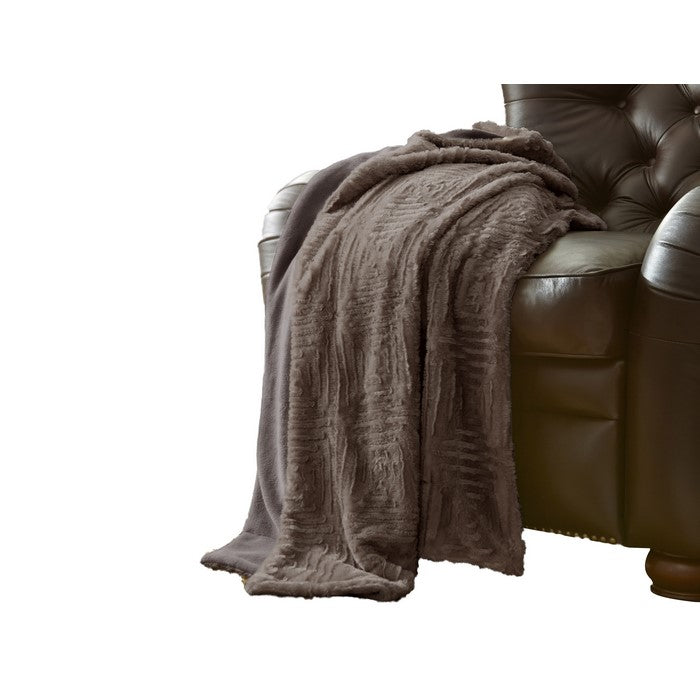 Treviso Faux Fur Throw with Fret Pattern The Urban Port, Gray