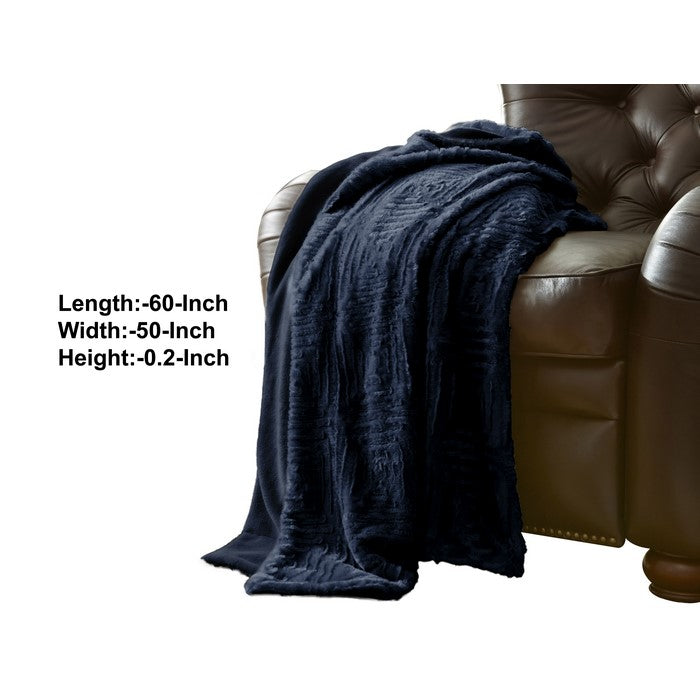 Treviso Faux Fur Throw with Fret Pattern The Urban Port, Blue