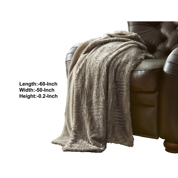 Treviso Faux Fur Throw with Fret Pattern The Urban Port, Beige