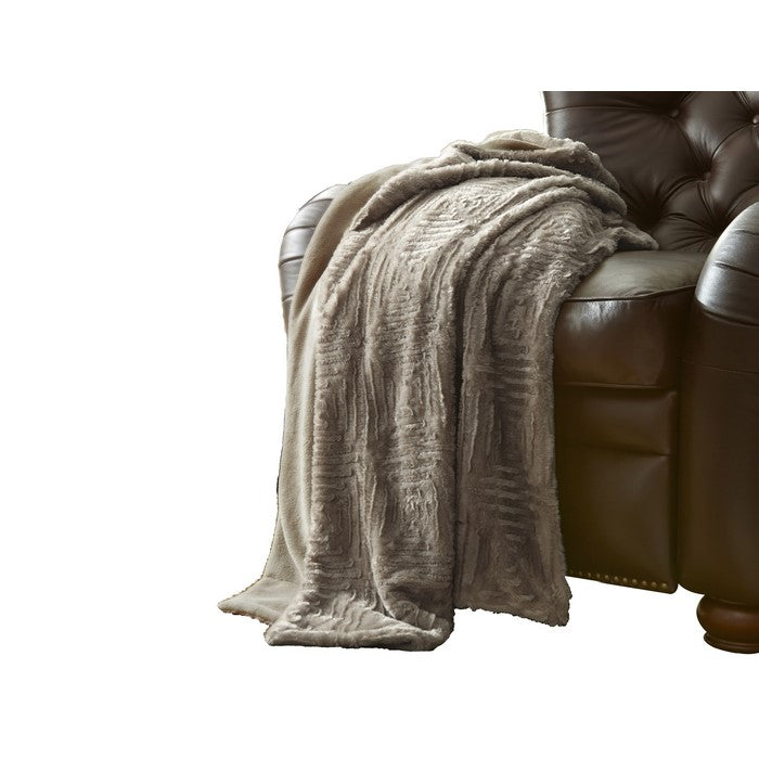 Treviso Faux Fur Throw with Fret Pattern The Urban Port, Beige