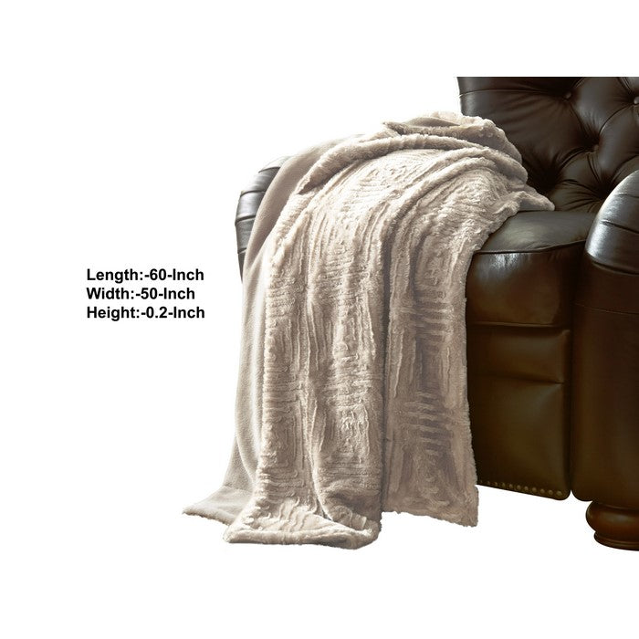 Treviso Faux Fur Throw with Fret Pattern The Urban Port, White