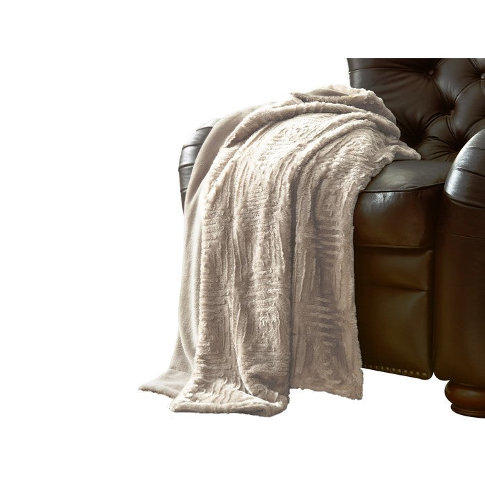 Treviso Faux Fur Throw with Fret Pattern The Urban Port, White