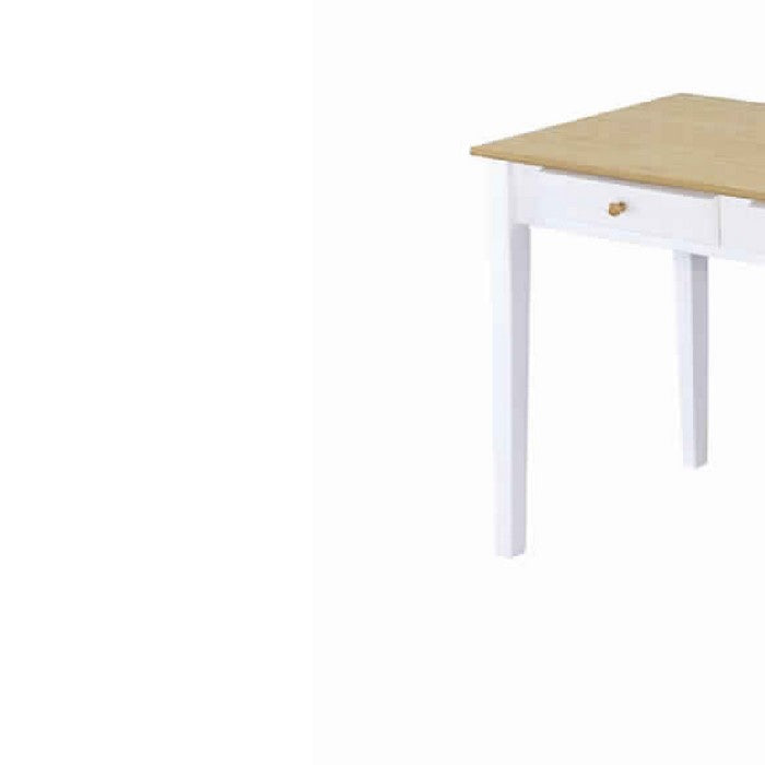 Cottage Style Wooden Writing Desk with 2 Drawers, White and Brown