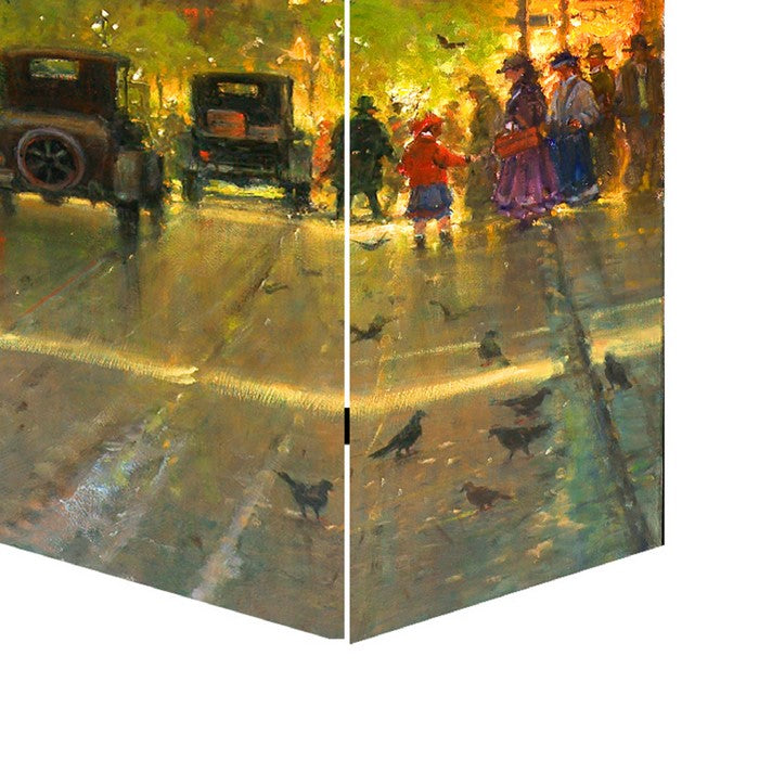 Capitol Hill Street Print Canvas 4 Panel Room Divider , Multicolor