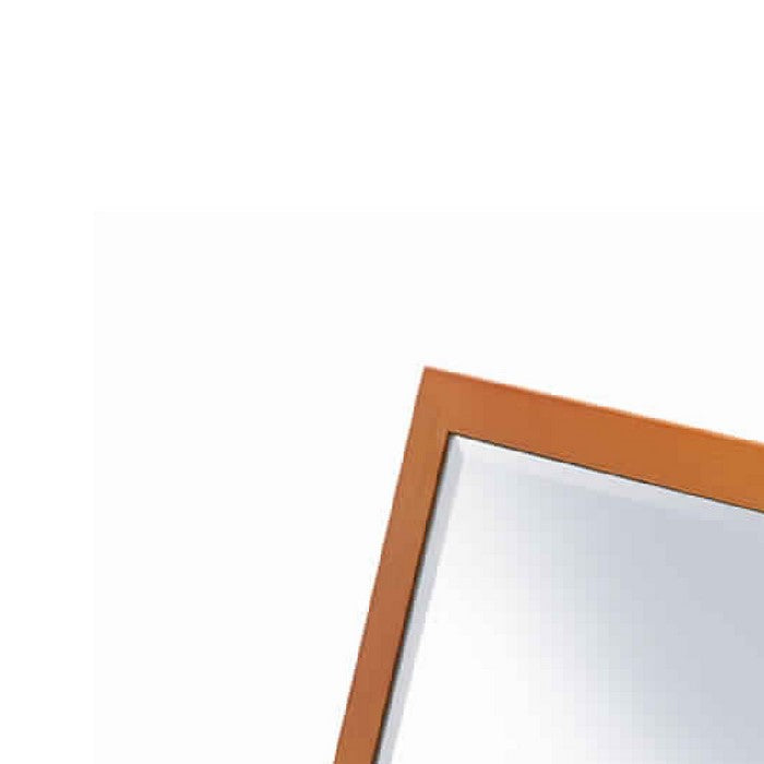 Wooden Rectangular Tilted Bevelled Mirror, Brown and Silver