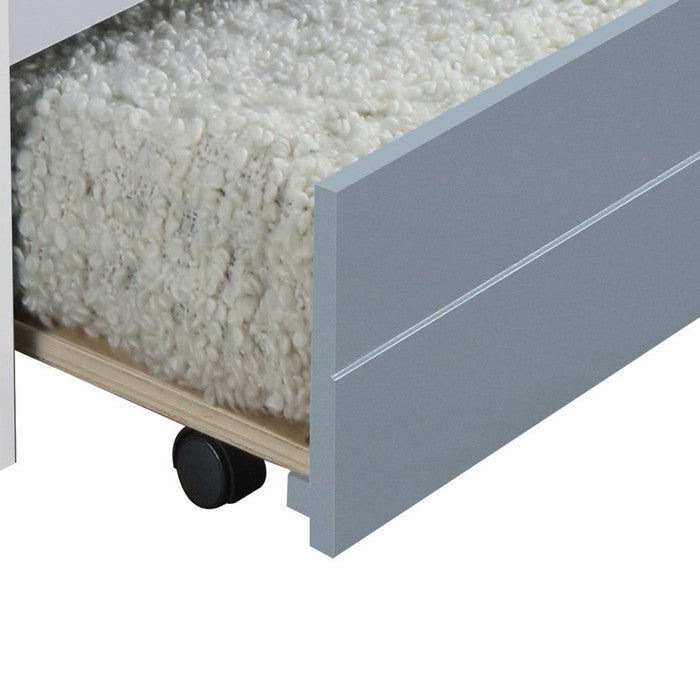 Transitional Wooden Trundle Bed with Caster Wheels, Gray